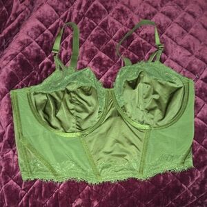 Auden Olive Green Lace Longline Bra